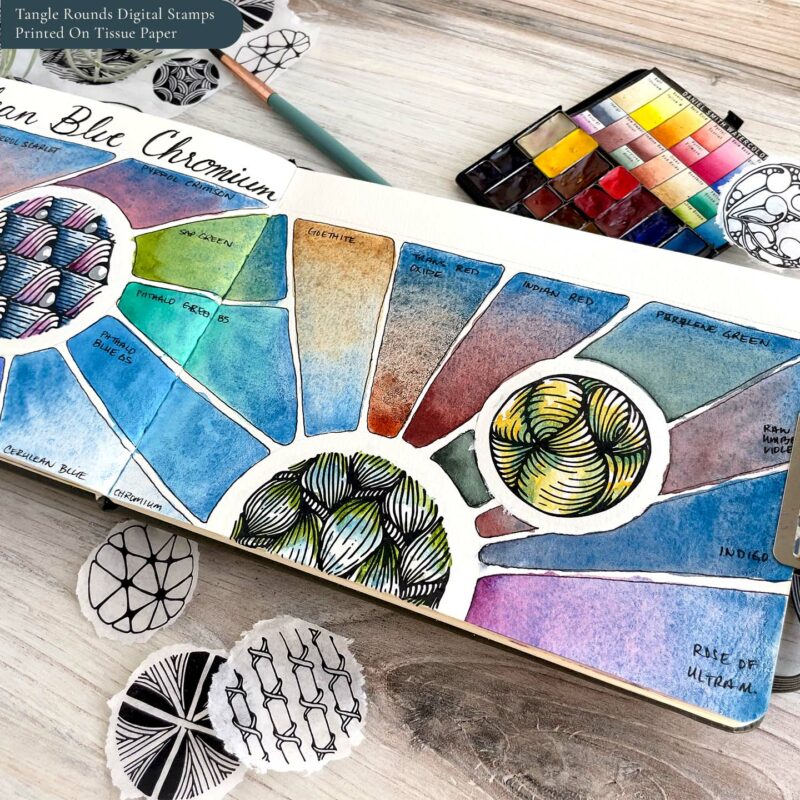 Tangle Rounds Digital Stamps